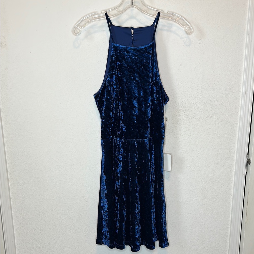 Lulus, US size small. Velvet Sleeveless Dress in Deep Blue